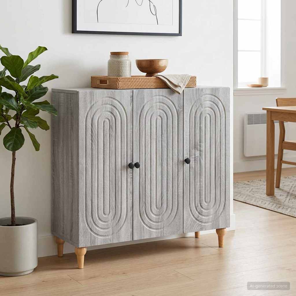 Sideboard Sonoma-Grau 89 x 34,5 x 80 cm Holzwerkstoff