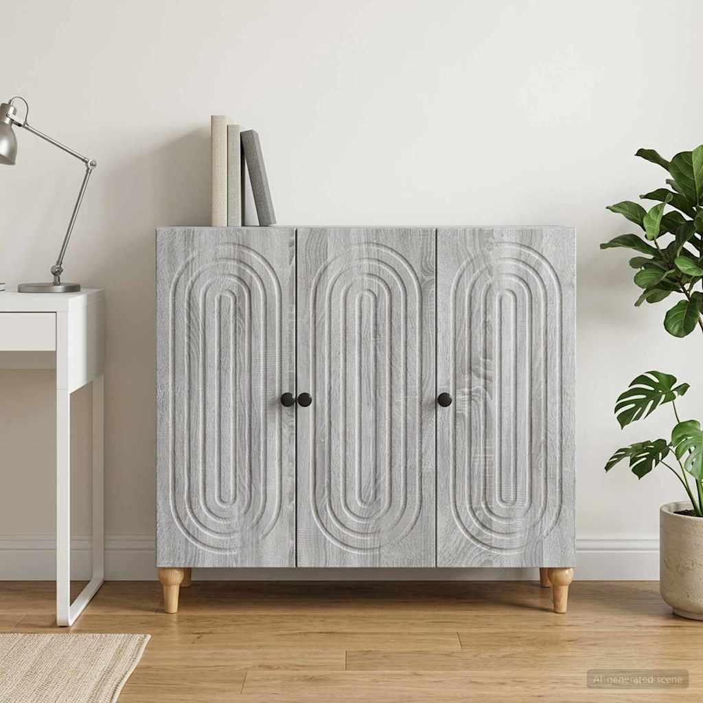 Sideboard Sonoma-Grau 89 x 34,5 x 80 cm Holzwerkstoff