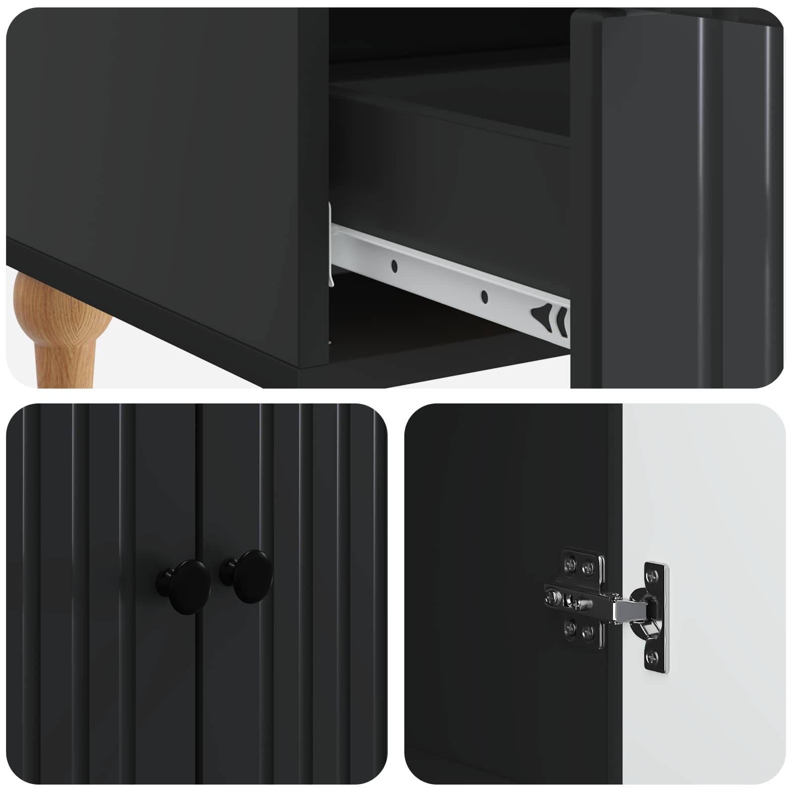 Sideboard Schwarz 66 x 34,5 x 95 cm Holzwerkstoff