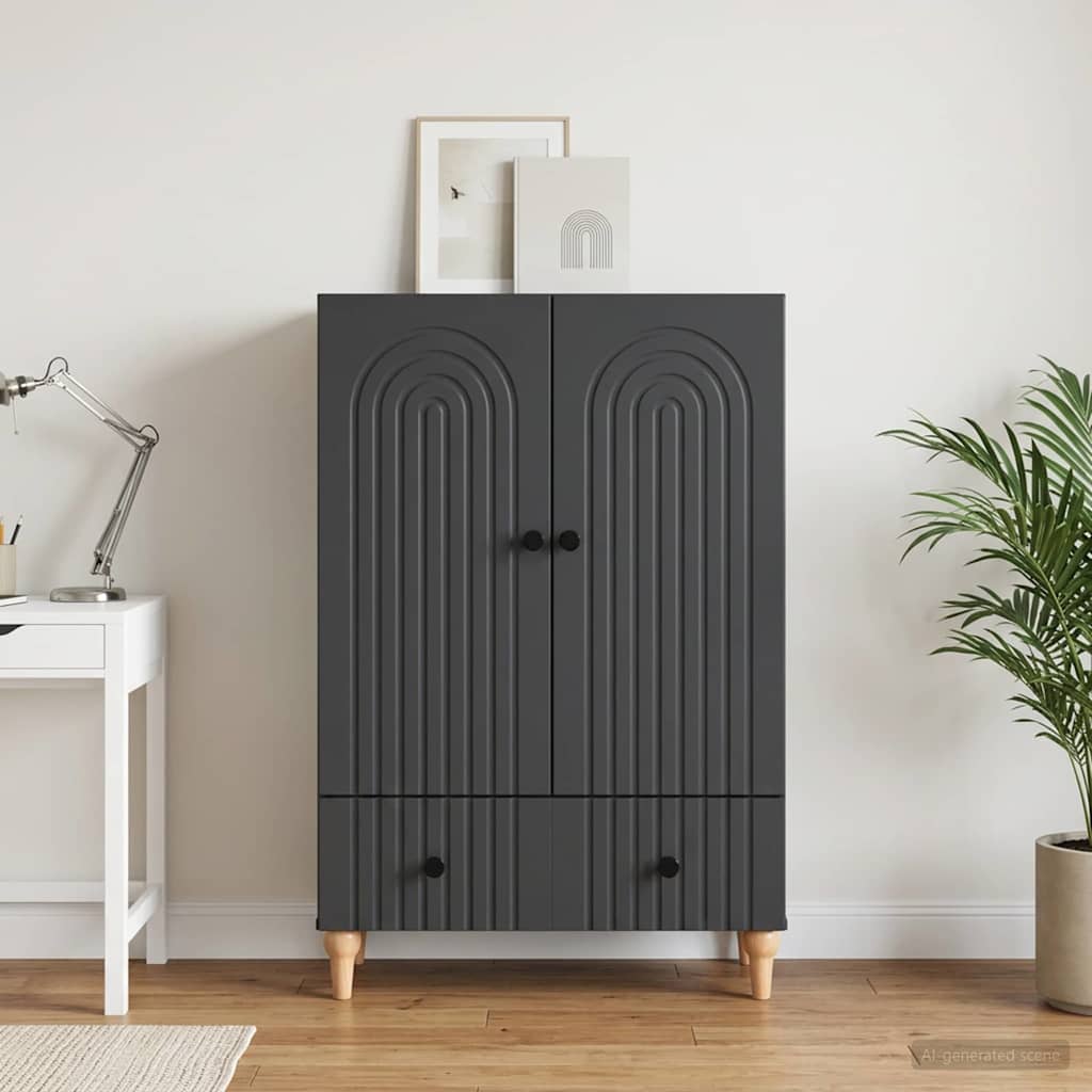 Sideboard Schwarz 66 x 34,5 x 95 cm Holzwerkstoff