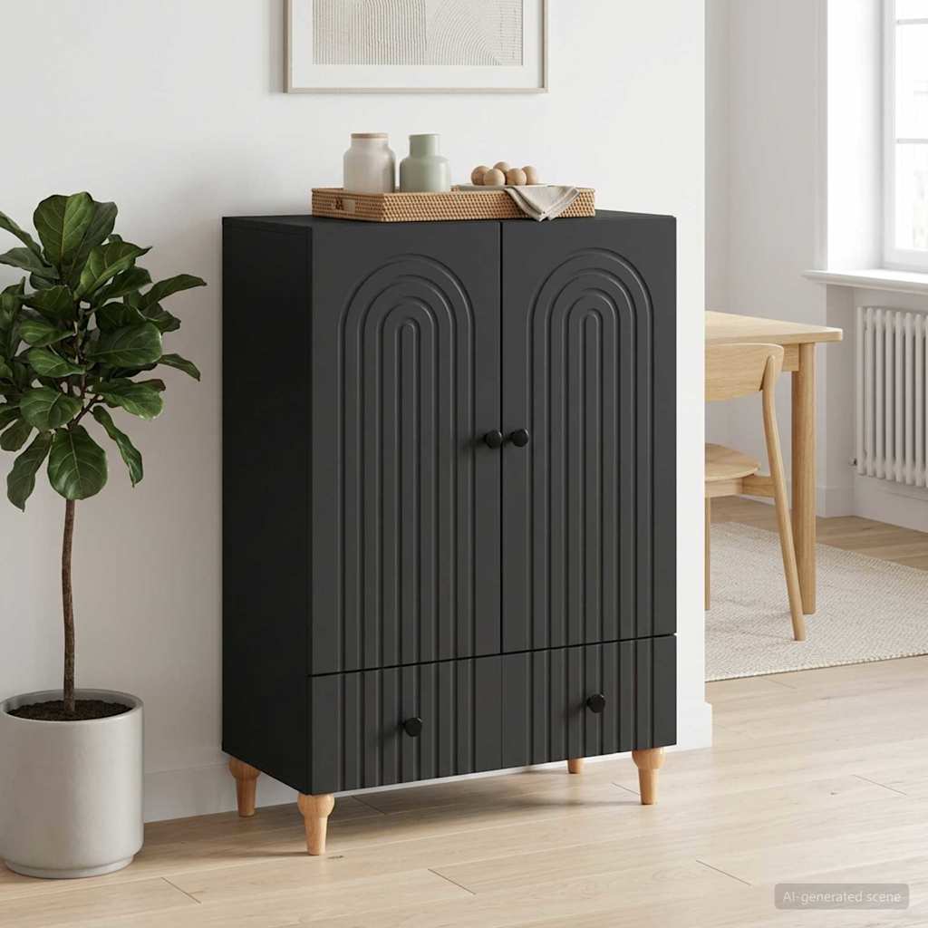 Sideboard Schwarz 66 x 34,5 x 95 cm Holzwerkstoff