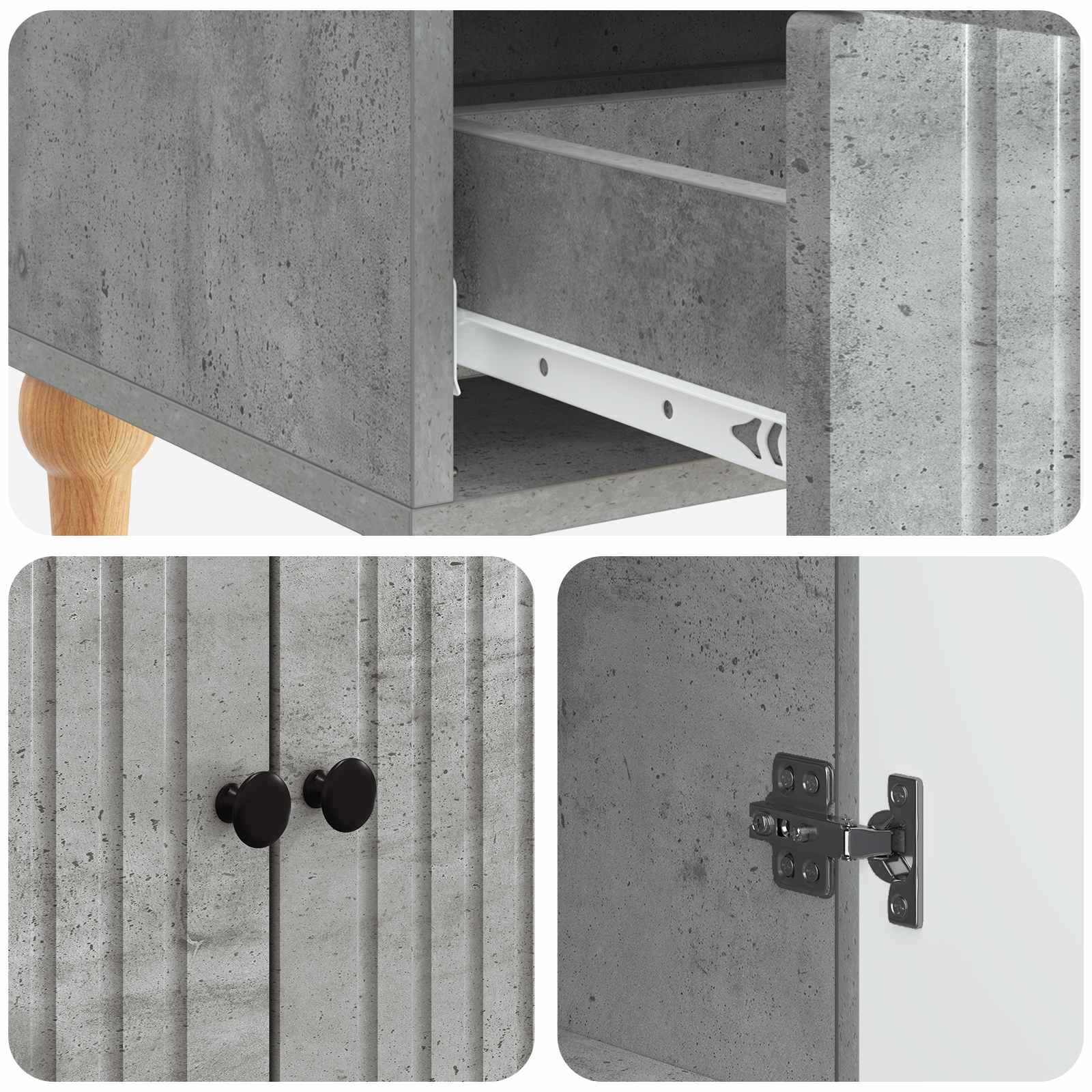 Sideboard Betongrau 66 x 34,5 x 95 cm Holzwerkstoff