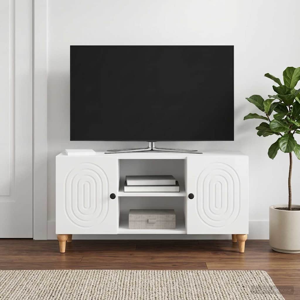 TV-Schränk Hochglanz Weiß 102 x 34,5 x 50 cm Holzwerkstoff
