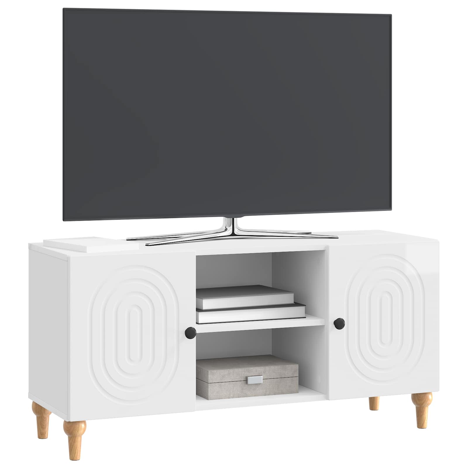 TV-Schränk Hochglanz Weiß 102 x 34,5 x 50 cm Holzwerkstoff