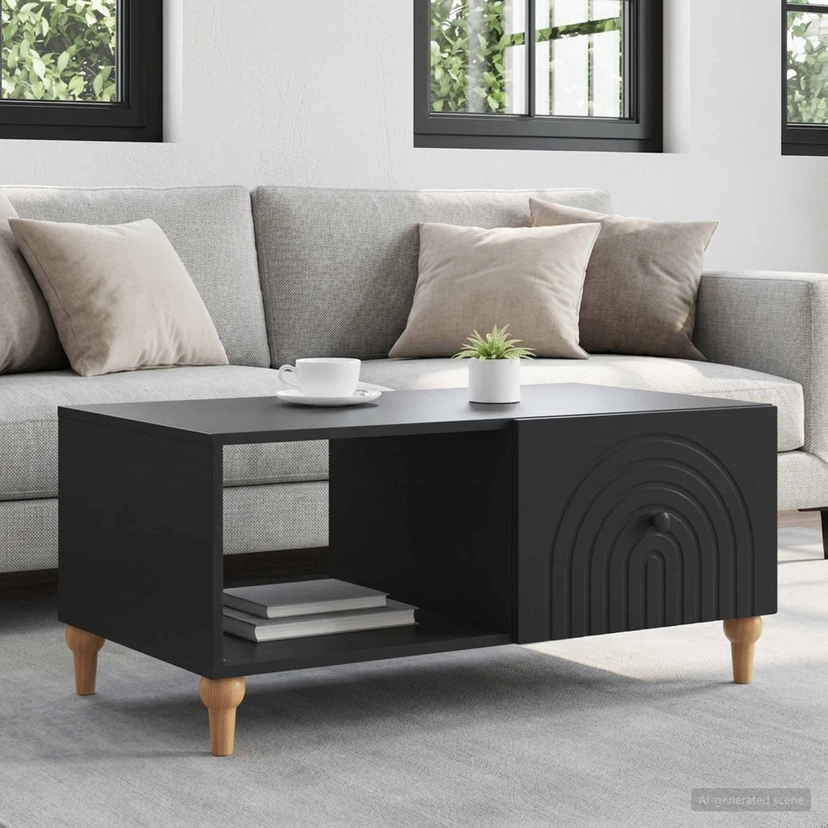 Couchtisch Schwarz 90 x 50 x 40 cm Holzwerkstoff