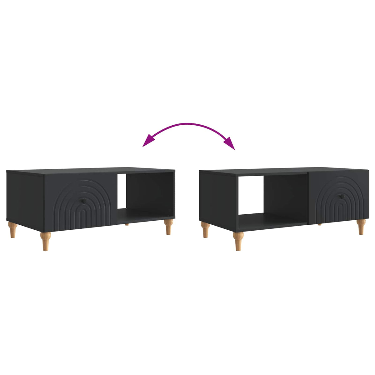 Couchtisch Schwarz 90 x 50 x 40 cm Holzwerkstoff