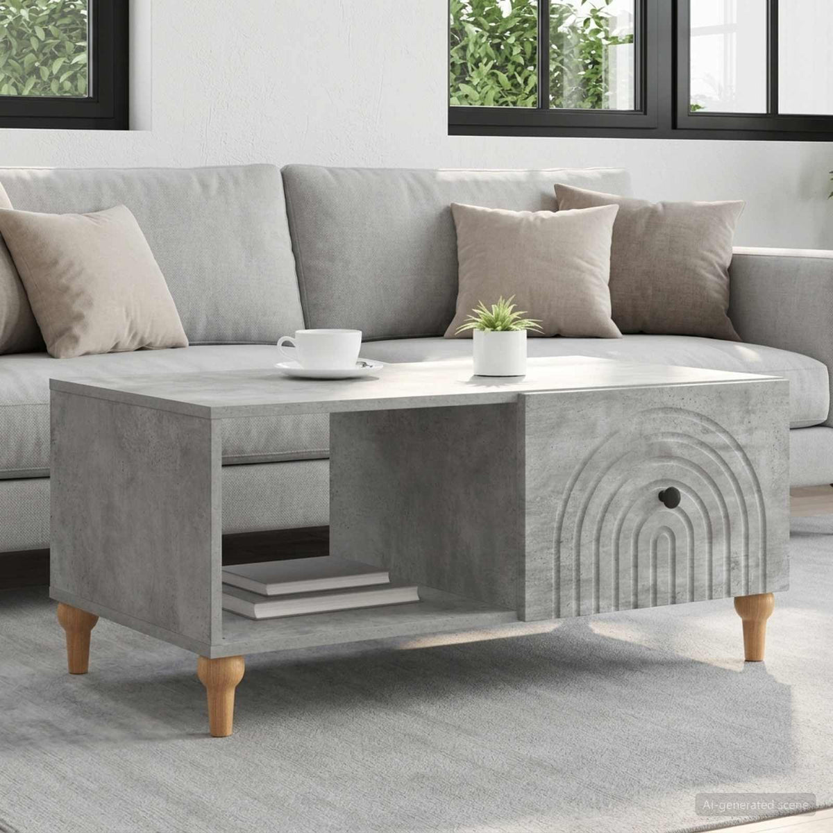 Couchtisch Betongrau 90 x 50 x 40 cm Holzwerkstoff