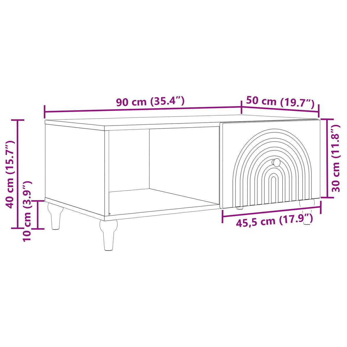 Couchtisch Graues Sonoma 90 x 50 x 40 cm Holzwerkstoff