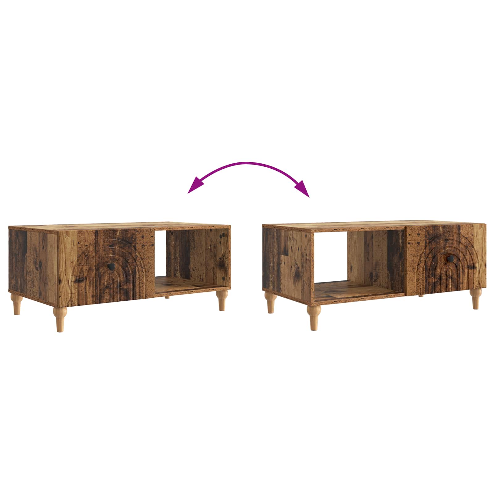 Couchtisch Altholz 90 x 50 x 40 cm Holzwerkstoff