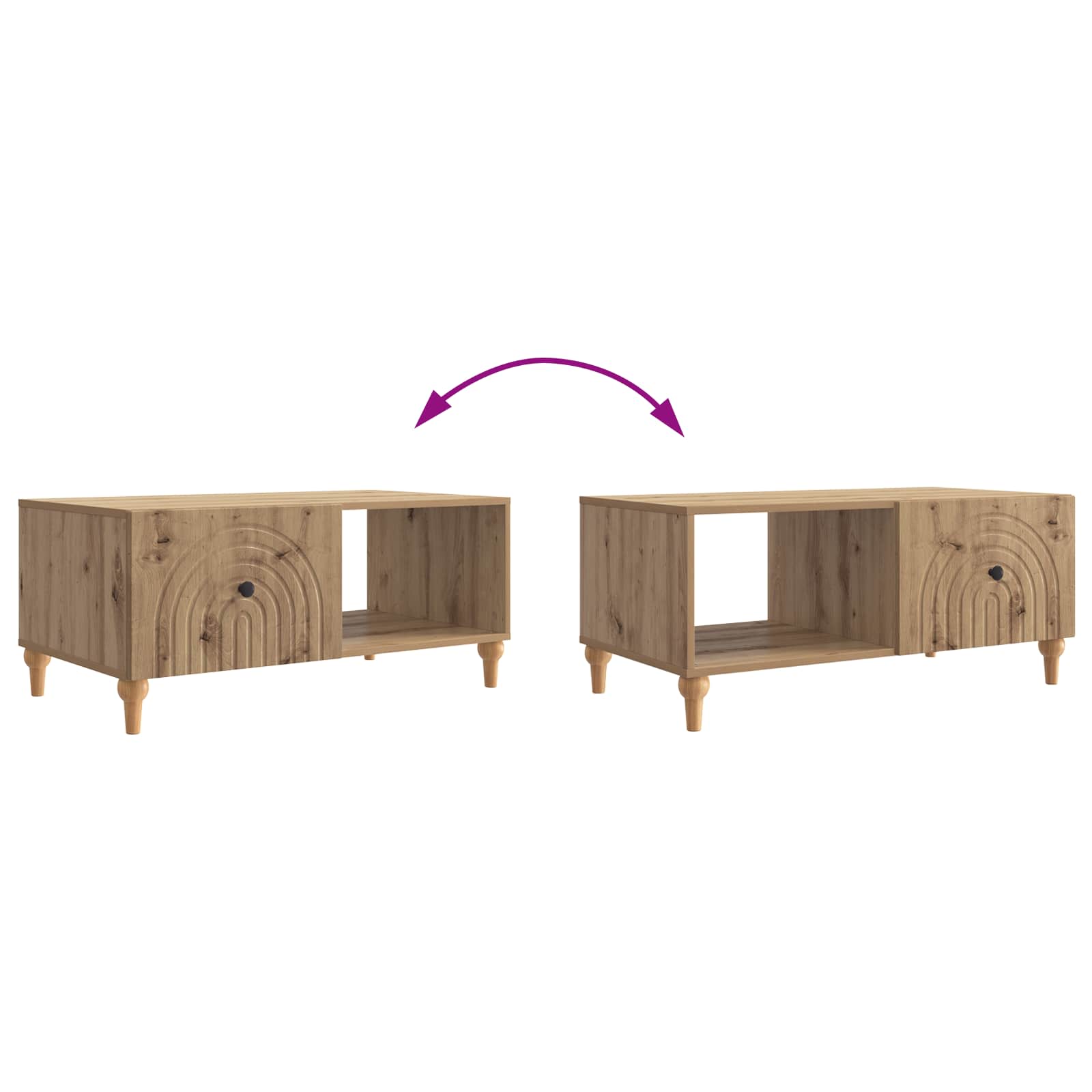 Couchtisch Artisan-Eiche 90 x 50 x 40 cm Holzwerkstoff