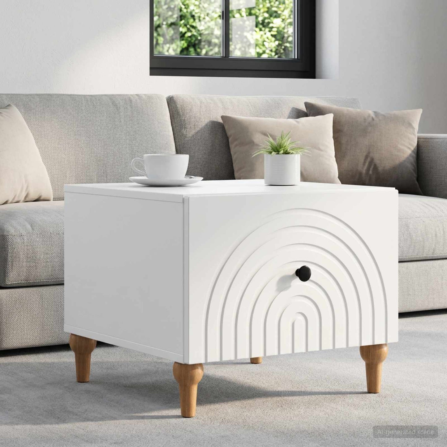 Couchtisch mit Schubladen Weiß 49 x 50 x 40 cm Holzwerkstoff
