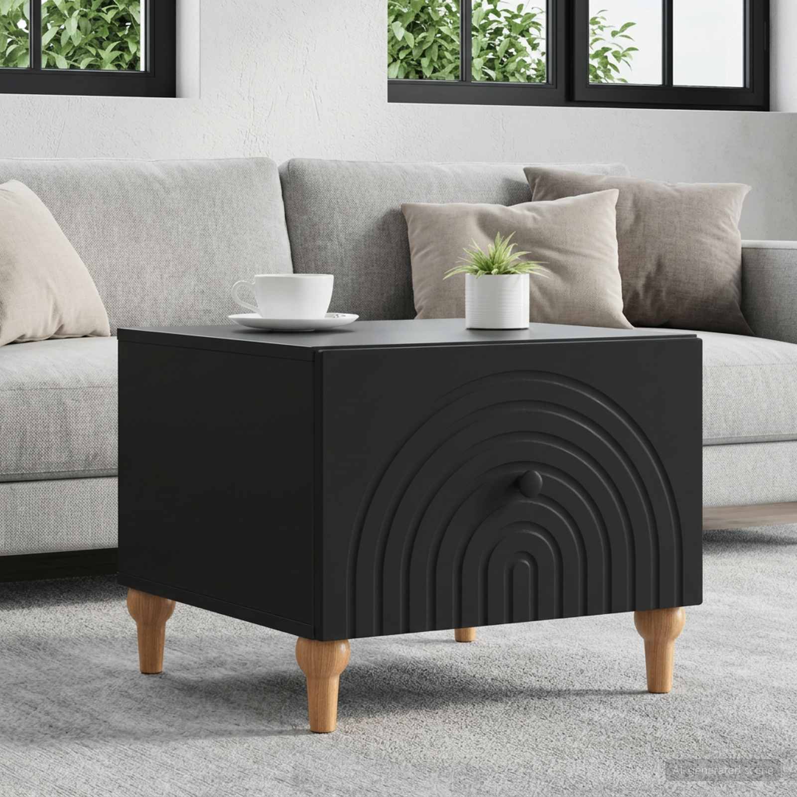 Couchtisch mit Schubladen Schwarz 49 x 50 x 40 cm Holzwerkstoff