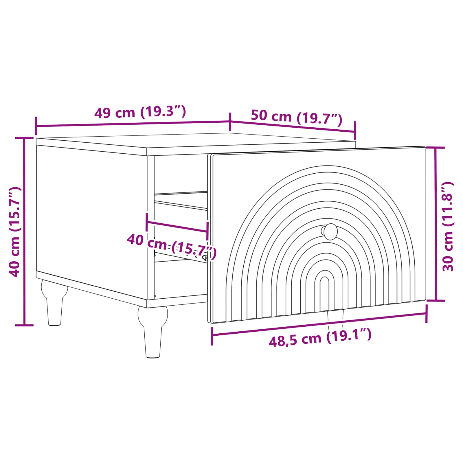 Couchtisch Sonoma-Eiche 49 x 50 x 40 cm Holzwerkstoff