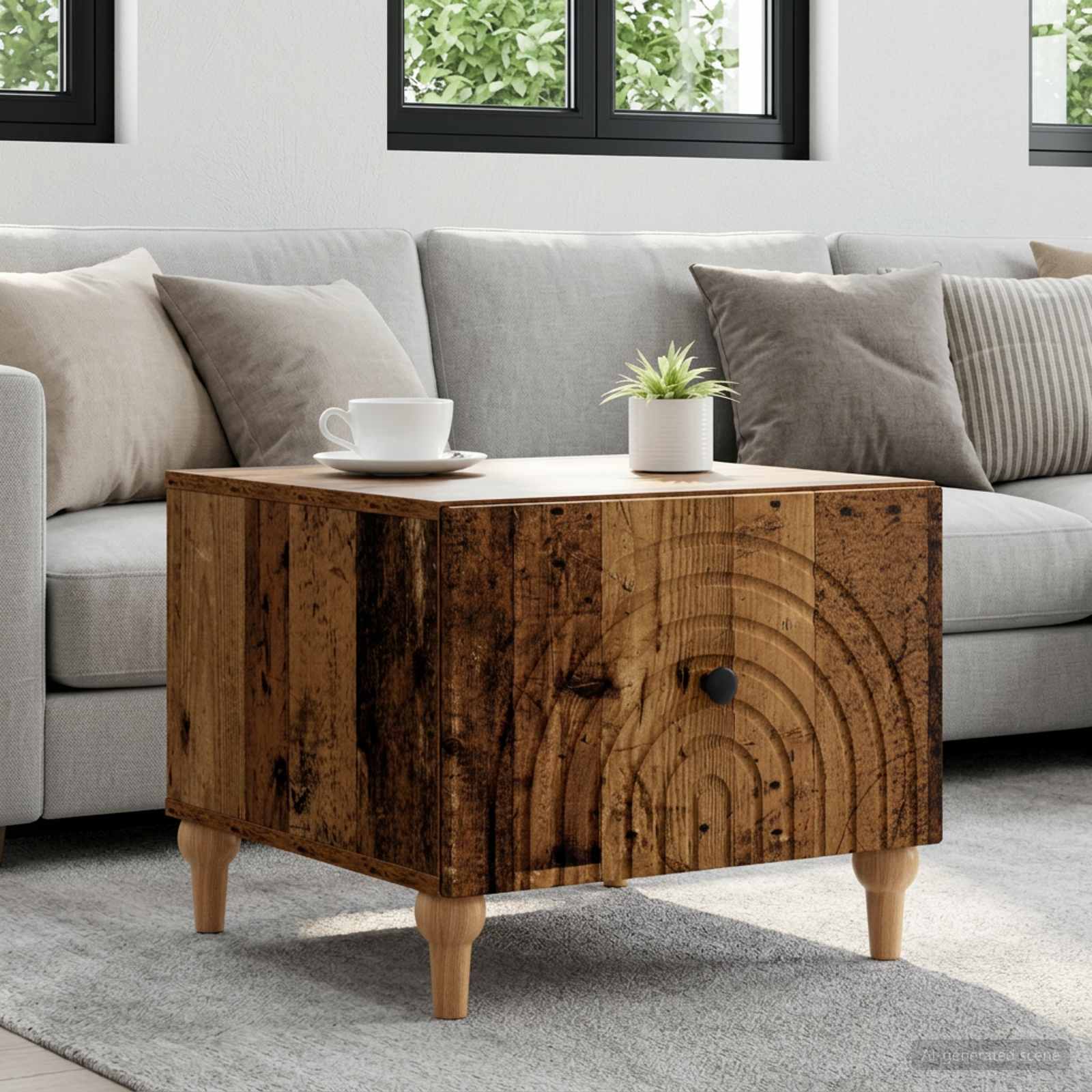 Couchtisch mit Schubladen Altholz 49 x 50 x 40 cm Holzwerkstoff