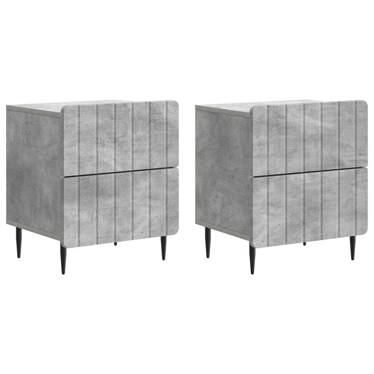 Nachttisch 2 Stk. Betongrau 43 x 34,5 x 49,5 cm Holzwerkstoff