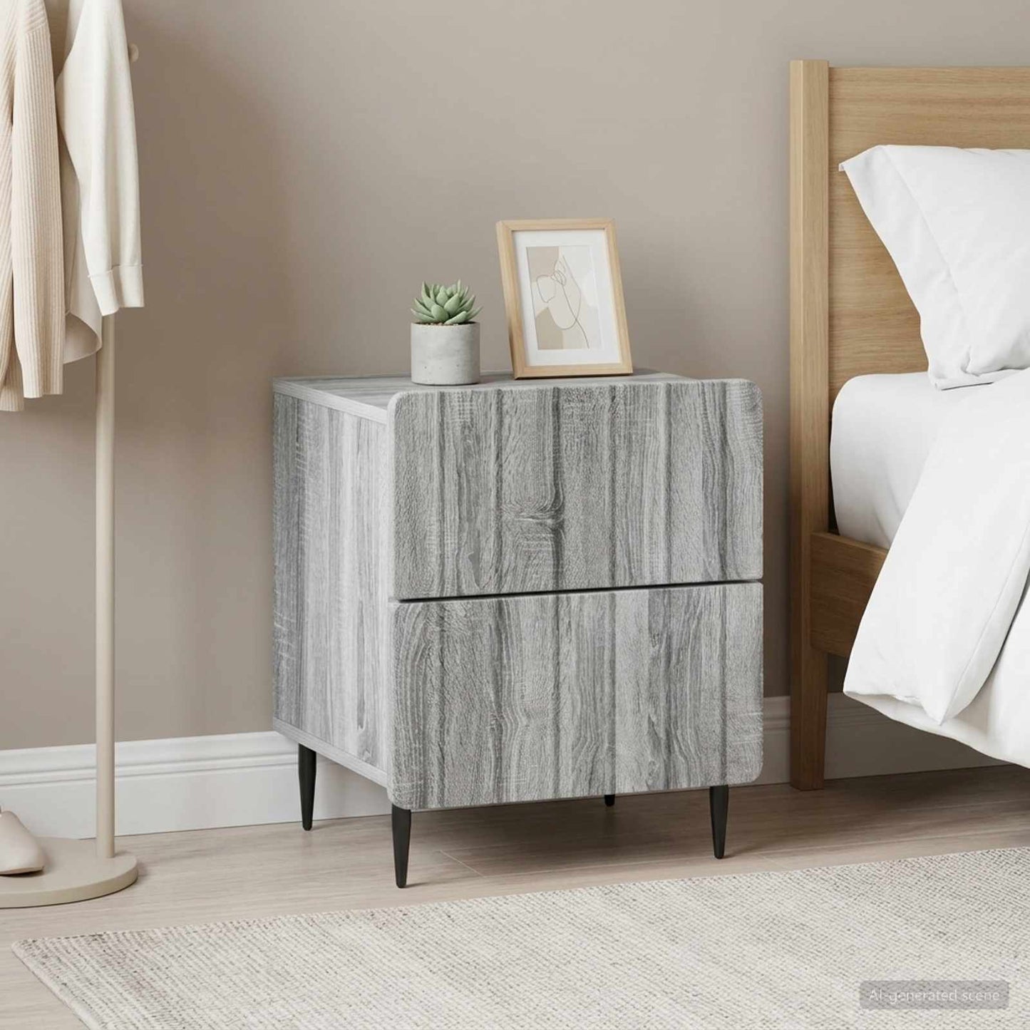 Nachttisch 2 Stk. Sonoma-Grau 43 x 34,5 x 49,5 cm Holzwerkstoff