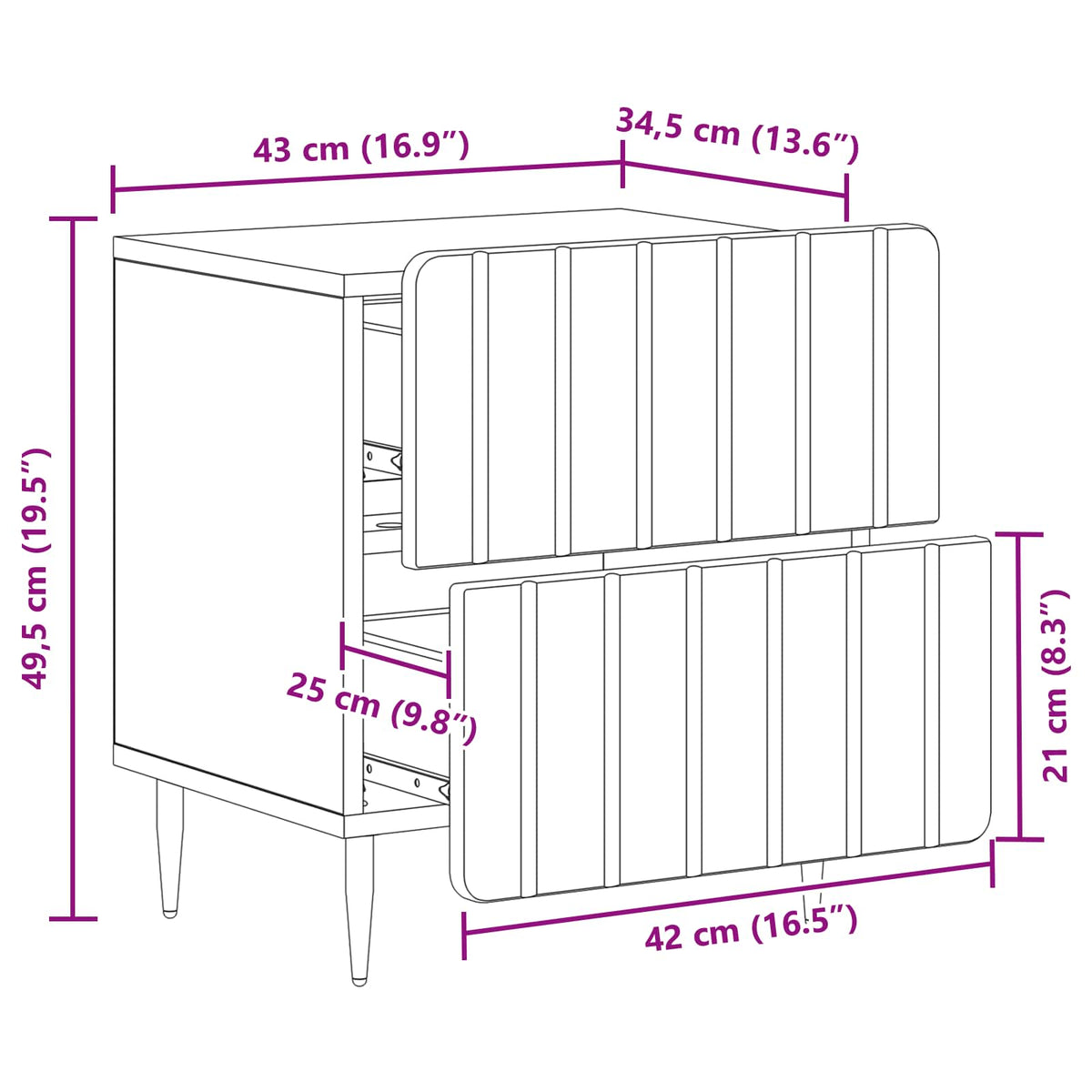 Nachttisch 2 Stk. Altholz 43 x 34,5 x 49,5 cm Holzwerkstoff