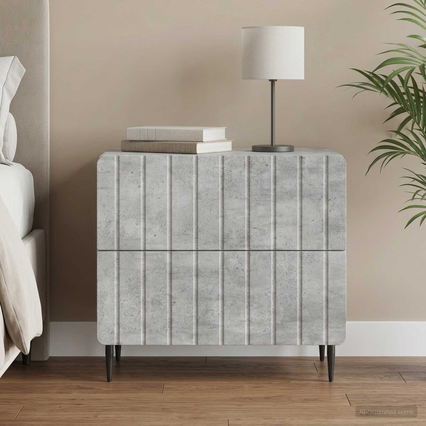Nachttisch Betongrau 62 x 34,5 x 49,5 cm Holzwerkstoff
