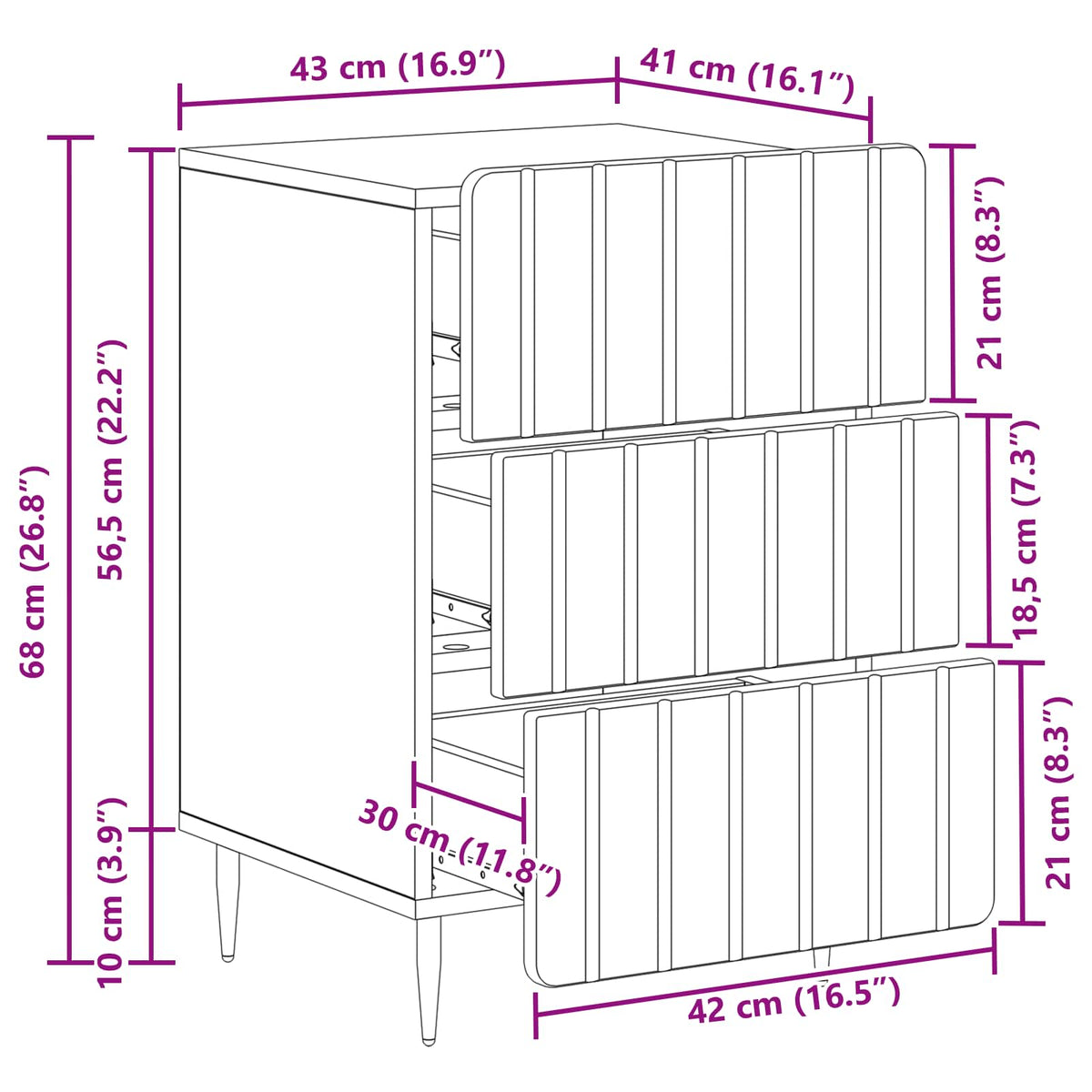 Nachttisch Artisan-Eiche 43 x 41 x 68 cm Holzwerkstoff