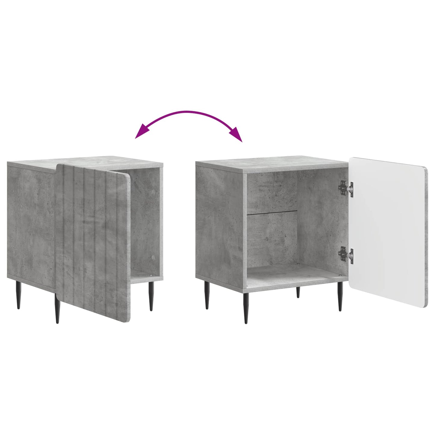 Nachttisch 2 Stk. Betongrau 43 x 34,5 x 52 cm Holzwerkstoff