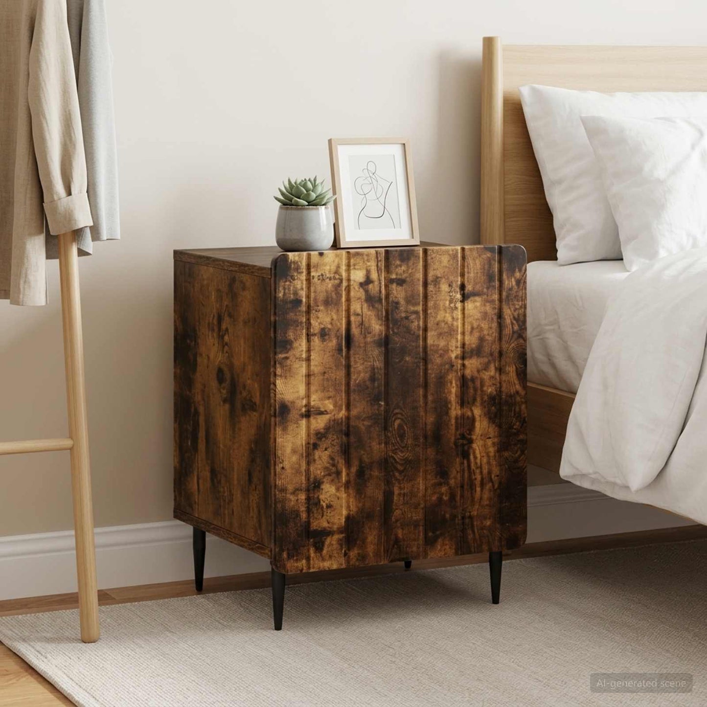 Nachttisch 2 Stk. Räuchereiche 43 x 34,5 x 52 cm Holzwerkstoff