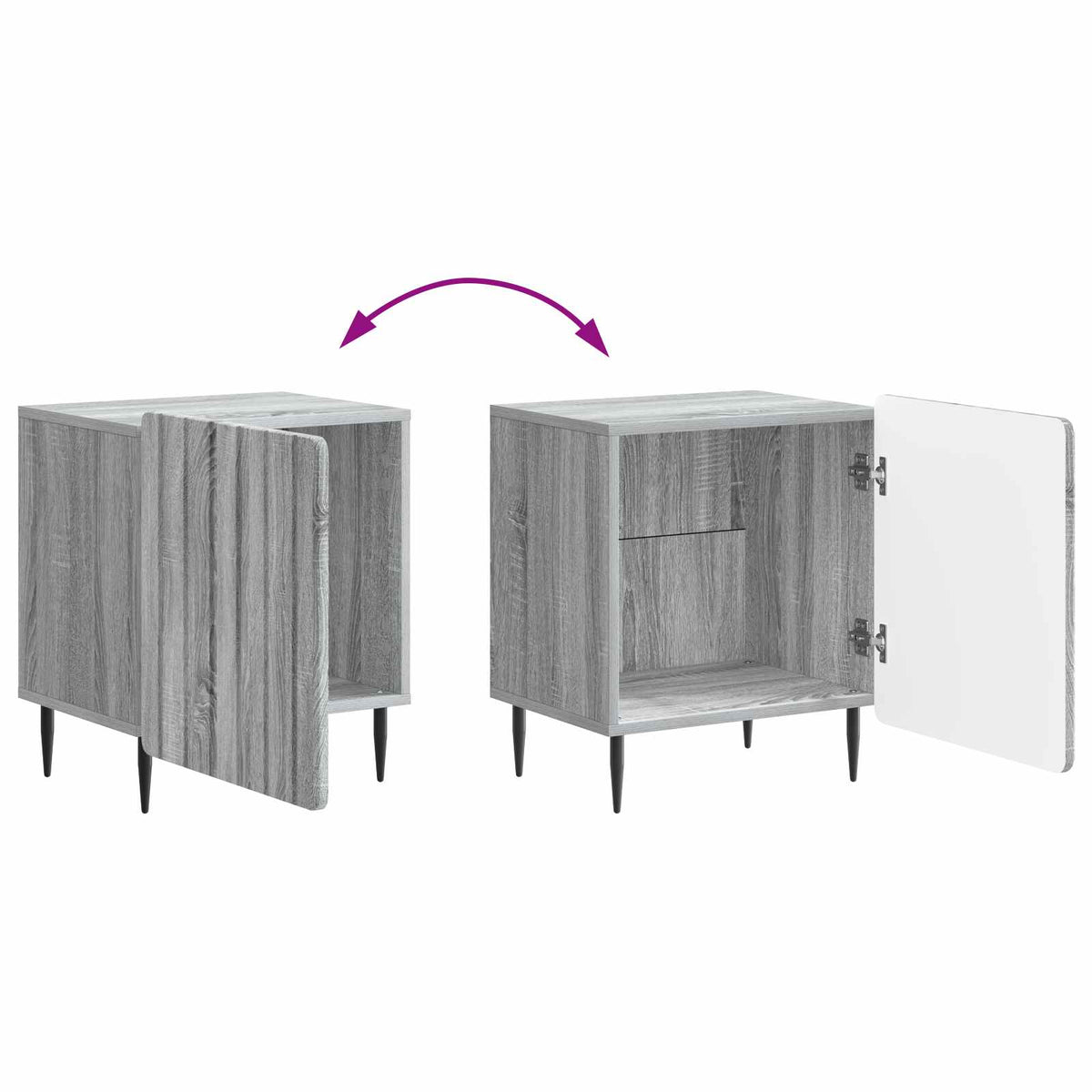 Nachttisch 2 Stk. Sonoma-Grau 43 x 34,5 x 52 cm Holzwerkstoff