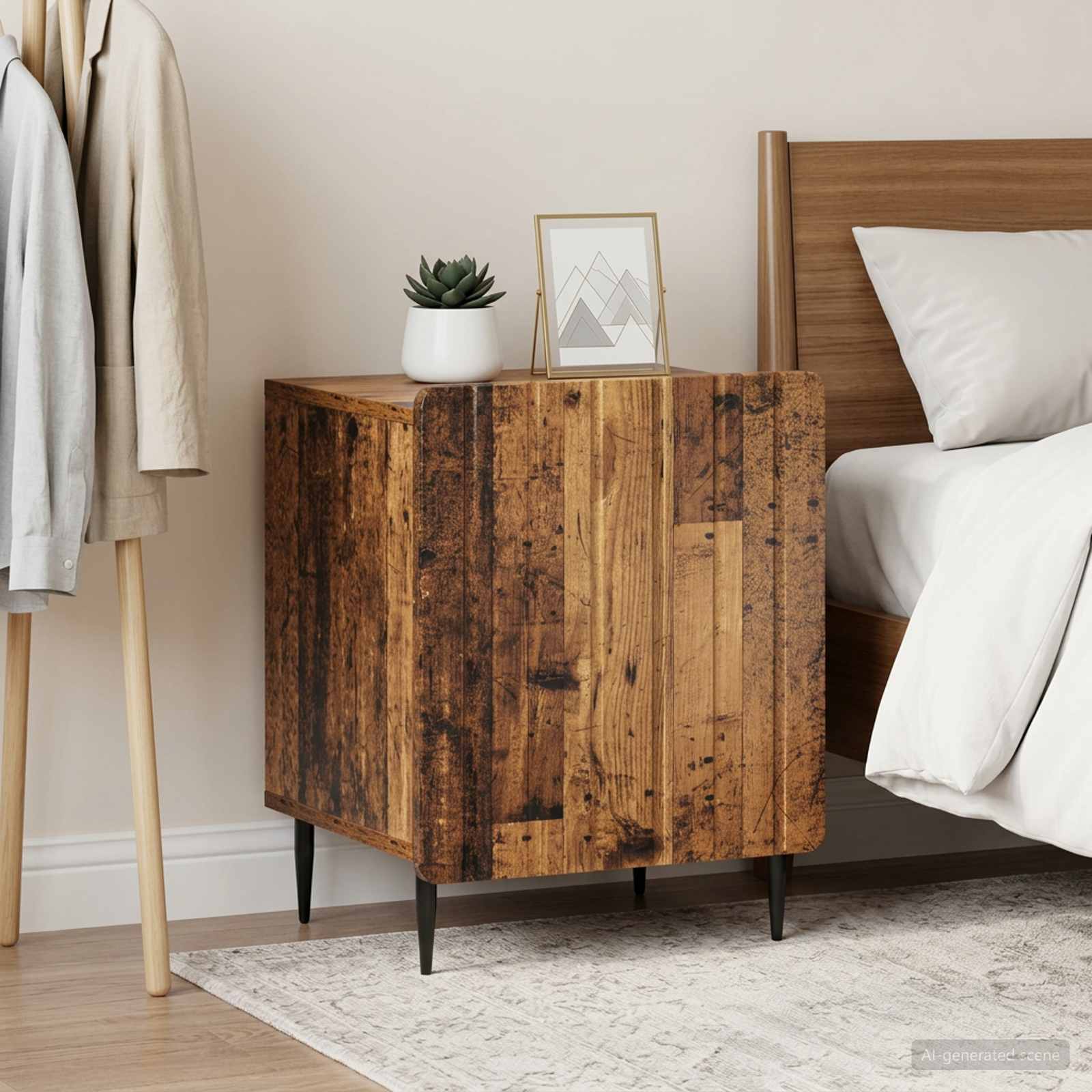 Nachttisch 2 Stk. Altholz 43 x 34,5 x 52 cm Holzwerkstoff