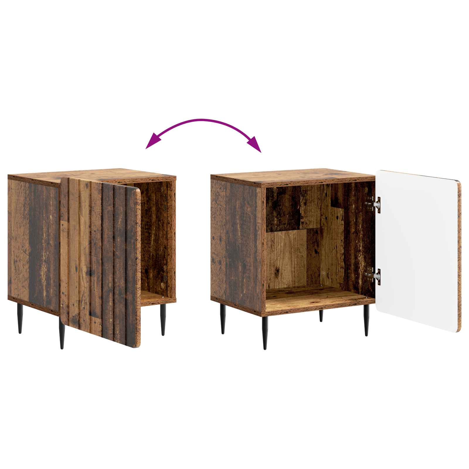 Nachttisch 2 Stk. Altholz 43 x 34,5 x 52 cm Holzwerkstoff