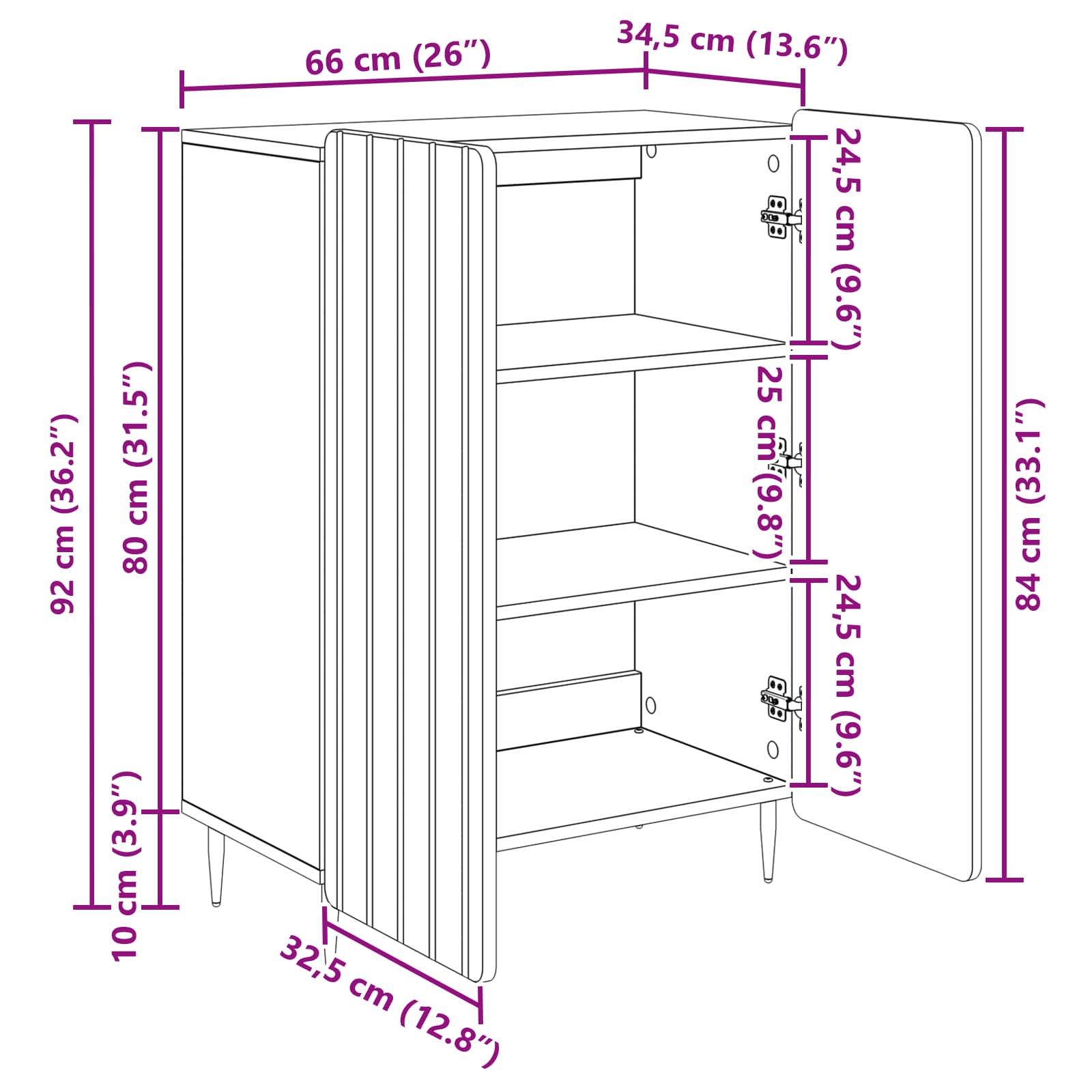 Sideboard Sonoma-Eiche 66 x 34,5 x 92 cm Holzwerkstoff