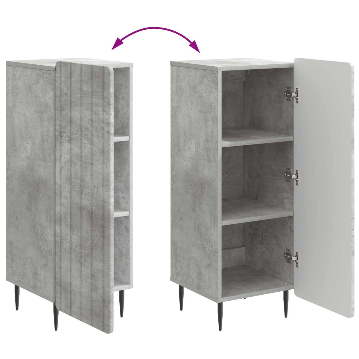Sideboard Betongrau 34,5 x 33 x 92 cm Holzwerkstoff