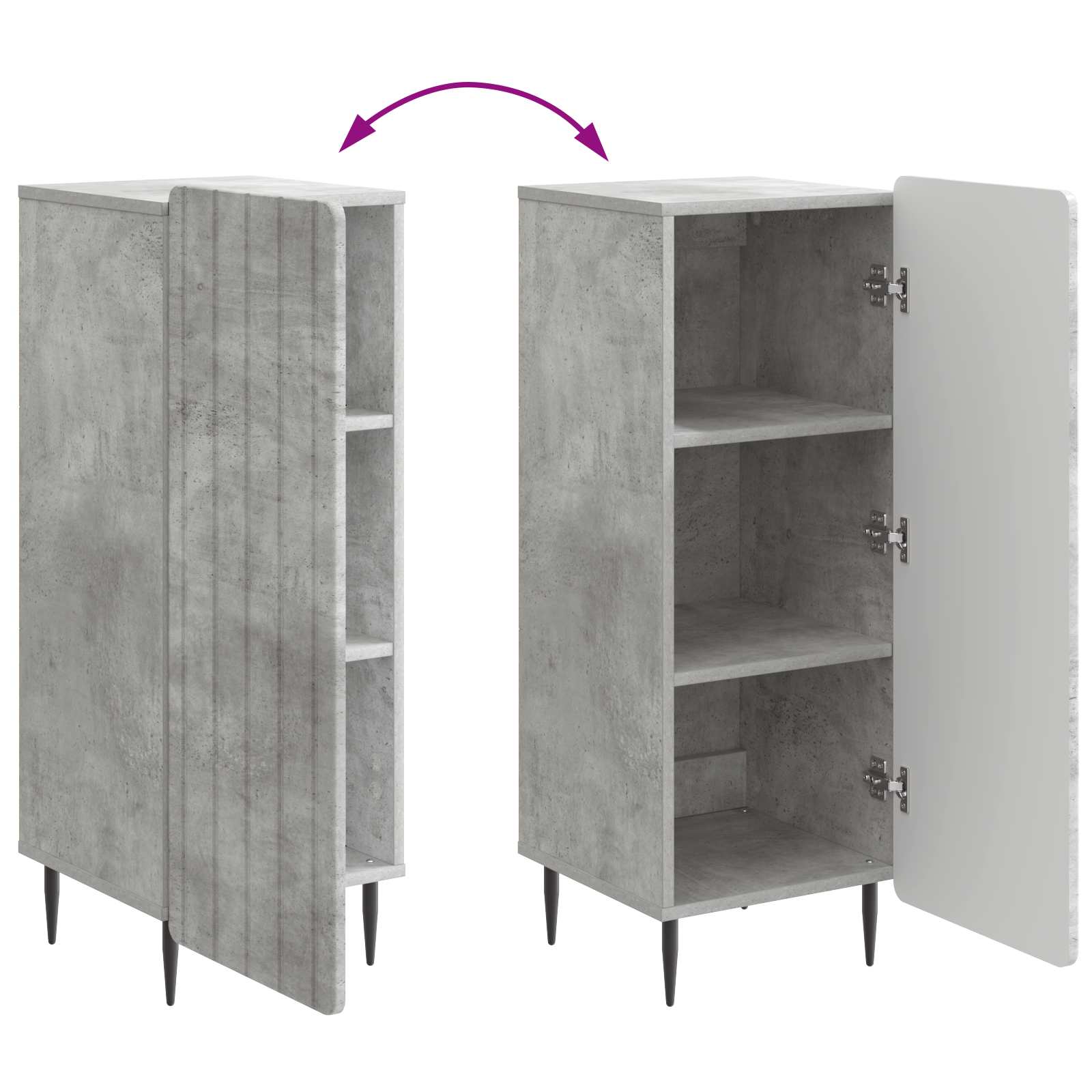 Sideboard Betongrau 34,5 x 33 x 92 cm Holzwerkstoff