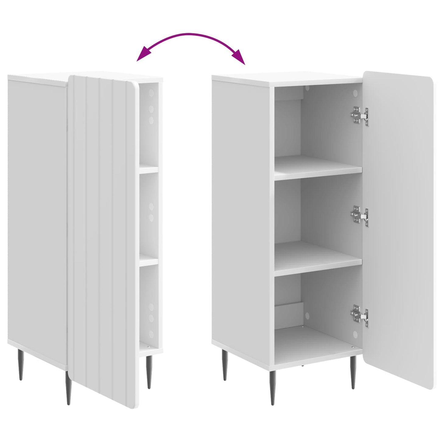 Sideboard Hochglanz Weiß 34,5 x 33 x 92 cm Holzwerkstoff