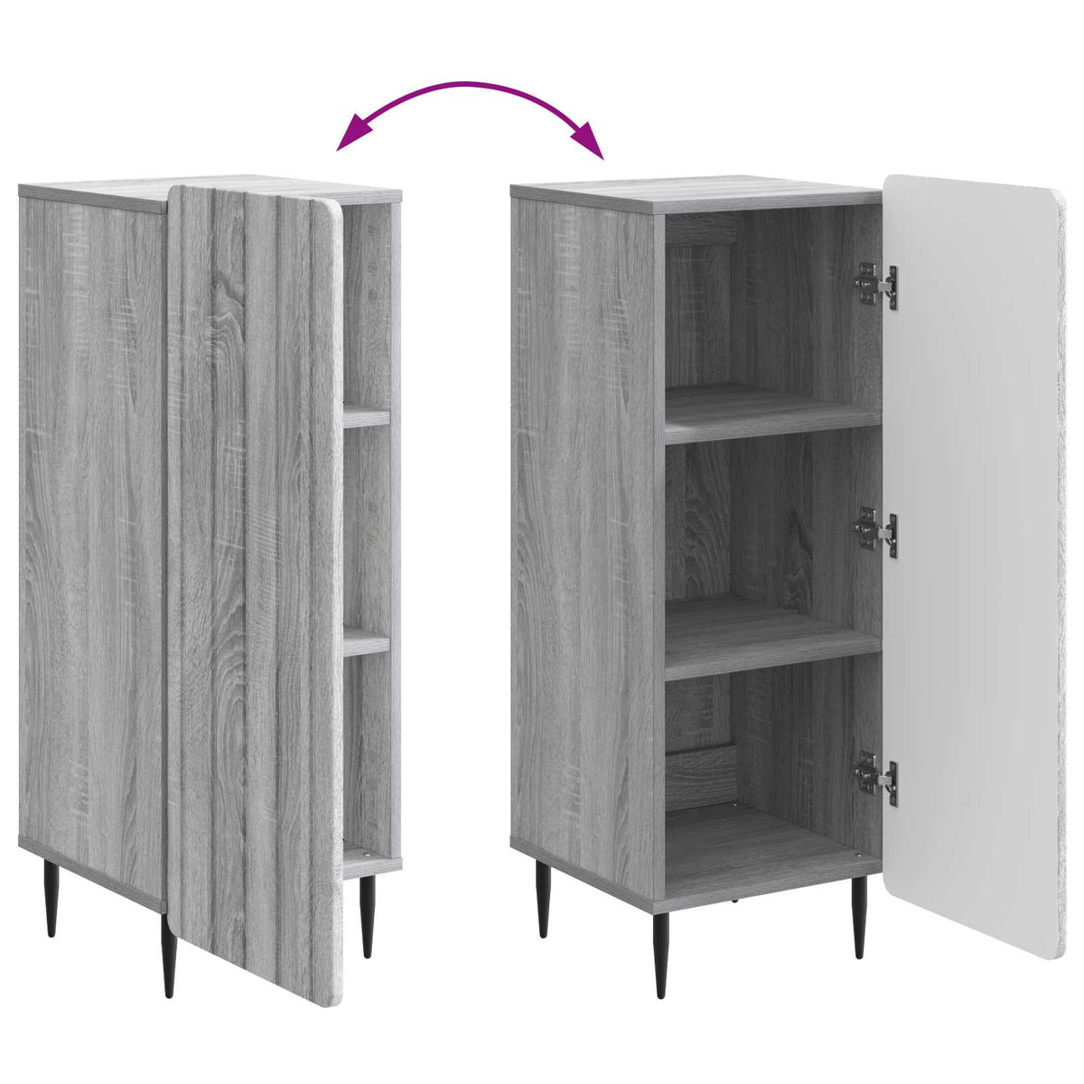 Sideboard Sonoma-Grau 34,5 x 33 x 92 cm Holzwerkstoff