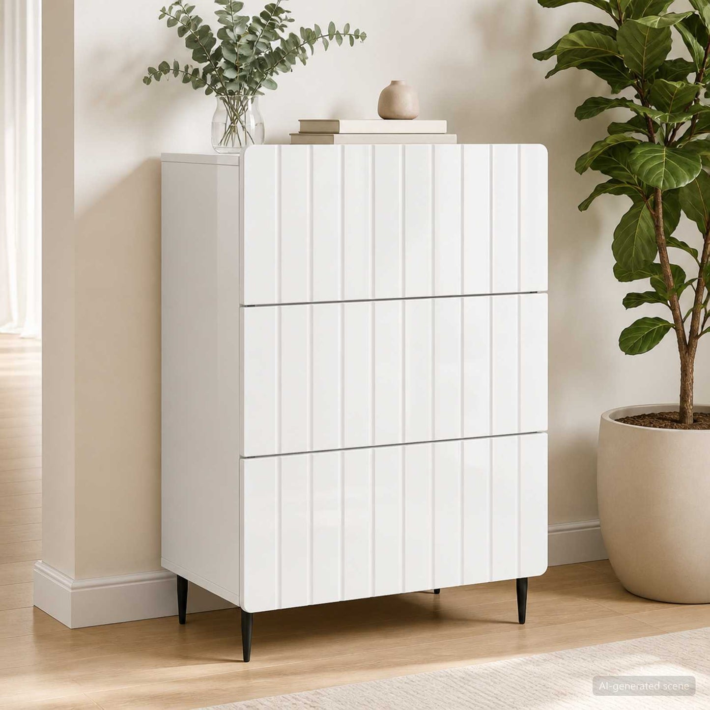 Schubladenschrank Weiß 66 x 34,5 x 92 cm Holzwerkstoff
