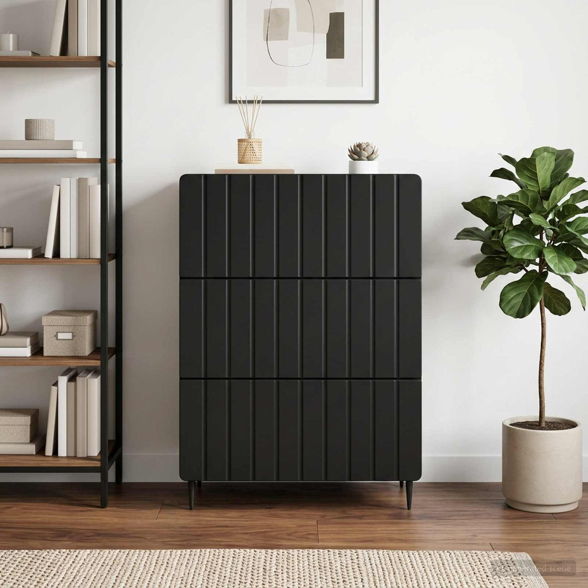 Schubladenschrank 66 x 34,5 x 92 cm Holzwerkstoff Schwarz