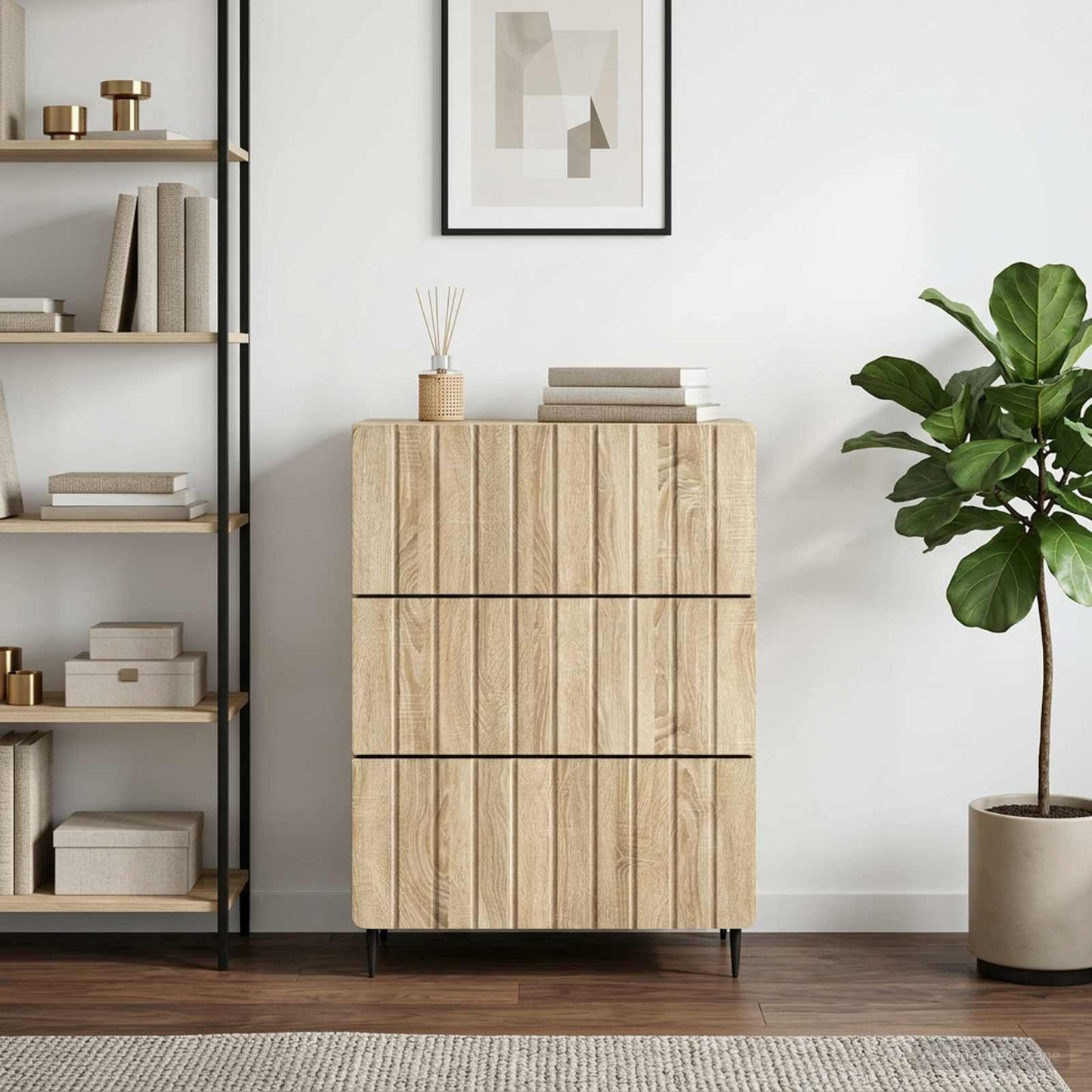 Schubladenschrank 66 x 34,5 x 92 cm Holzwerkstoff Sonoma-Eiche