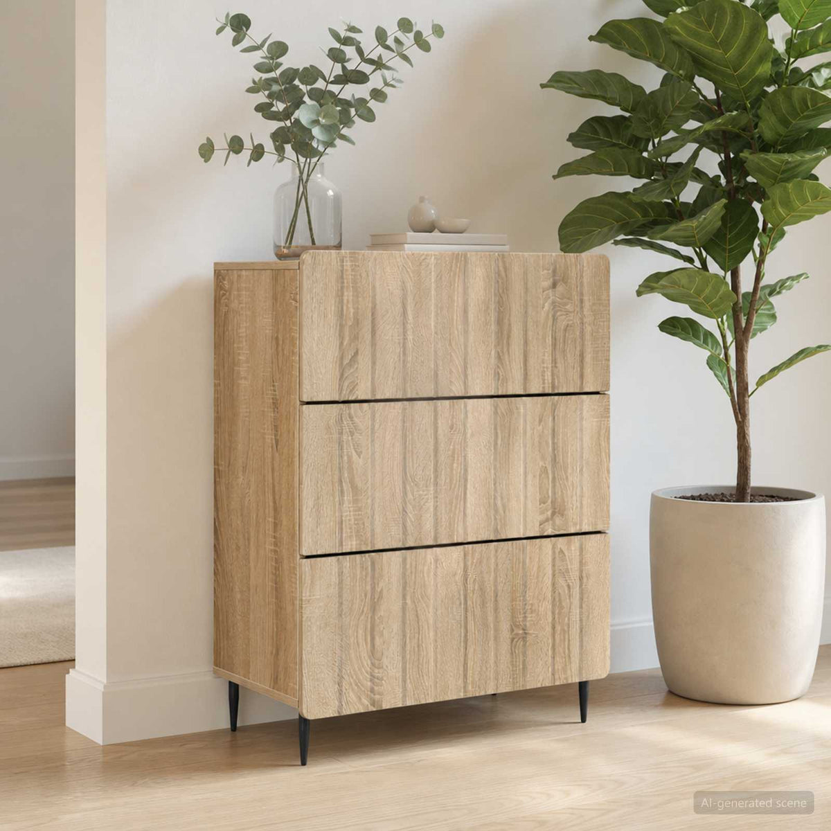 Schubladenschrank 66 x 34,5 x 92 cm Holzwerkstoff Sonoma-Eiche