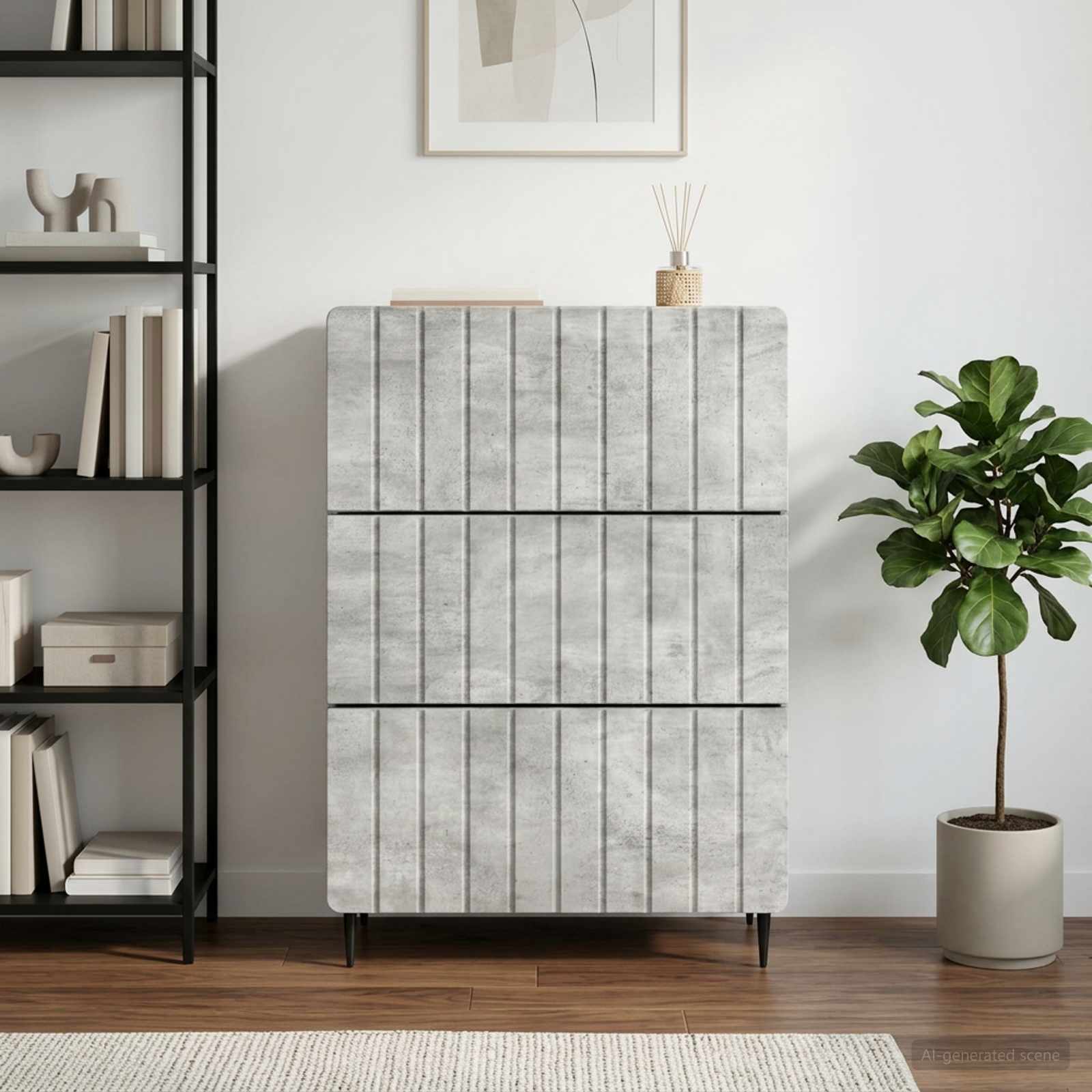 Schubladenschrank 66 x 34,5 x 92 cm Holzwerkstoff Betongrau