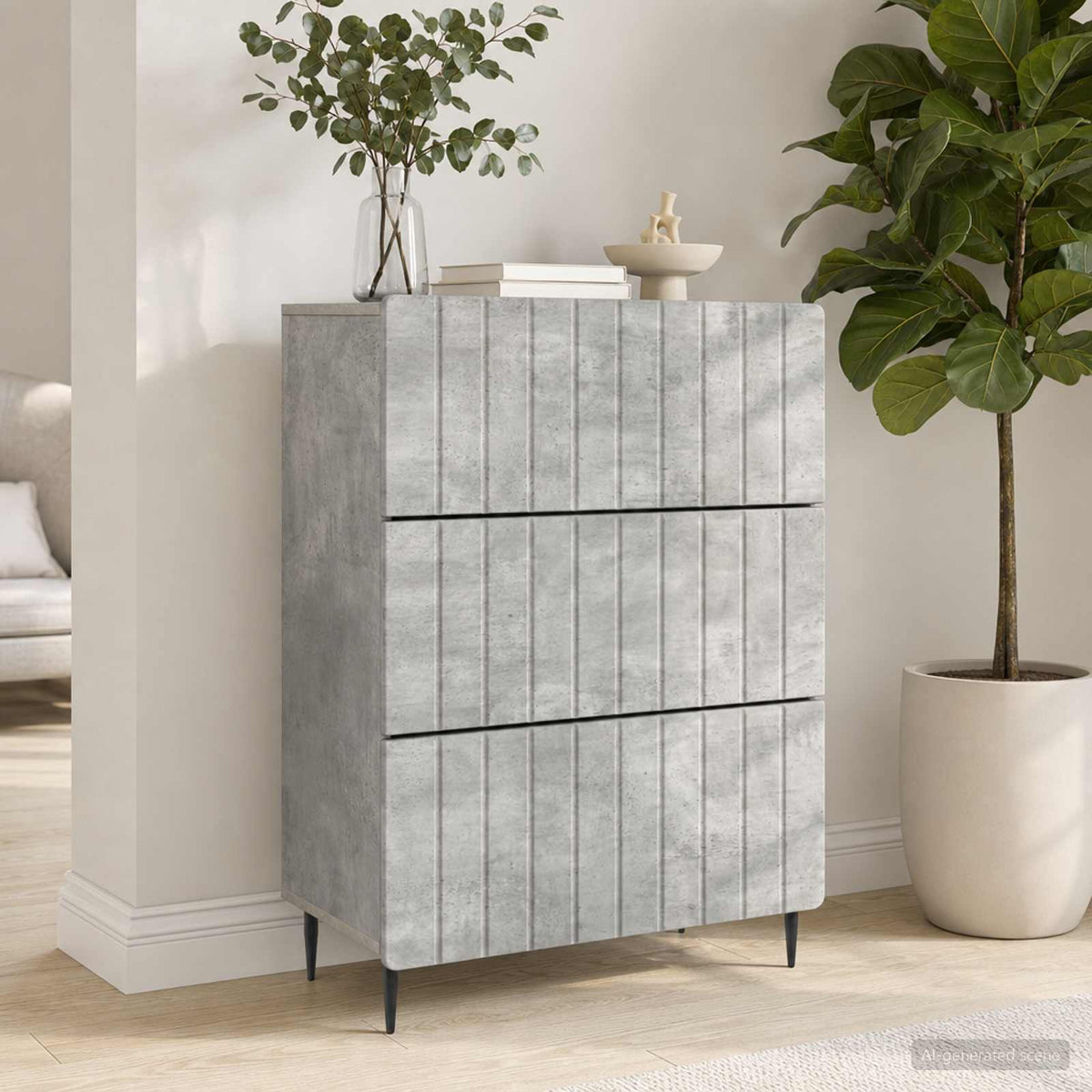 Schubladenschrank 66 x 34,5 x 92 cm Holzwerkstoff Betongrau
