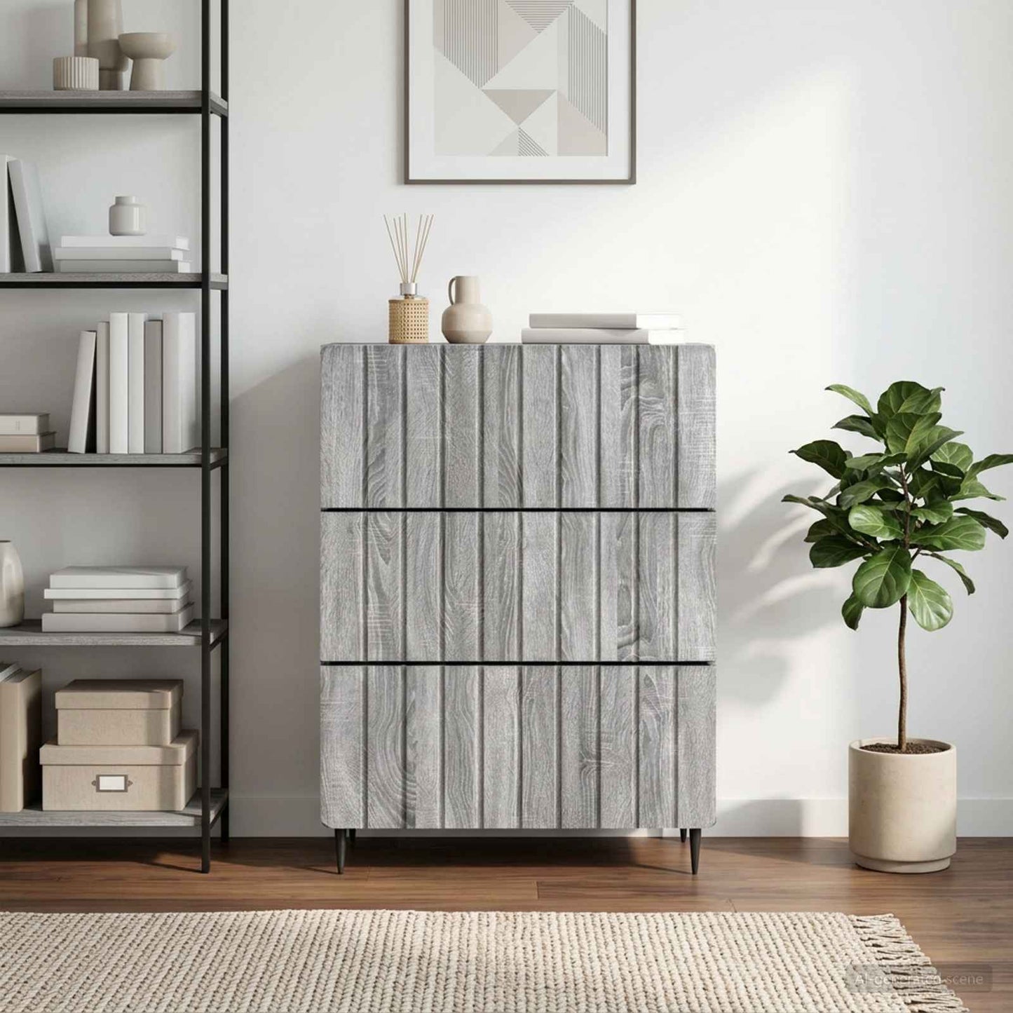 Schubladenschrank 66 x 34,5 x 92 cm Holzwerkstoff Sonoma-Grau