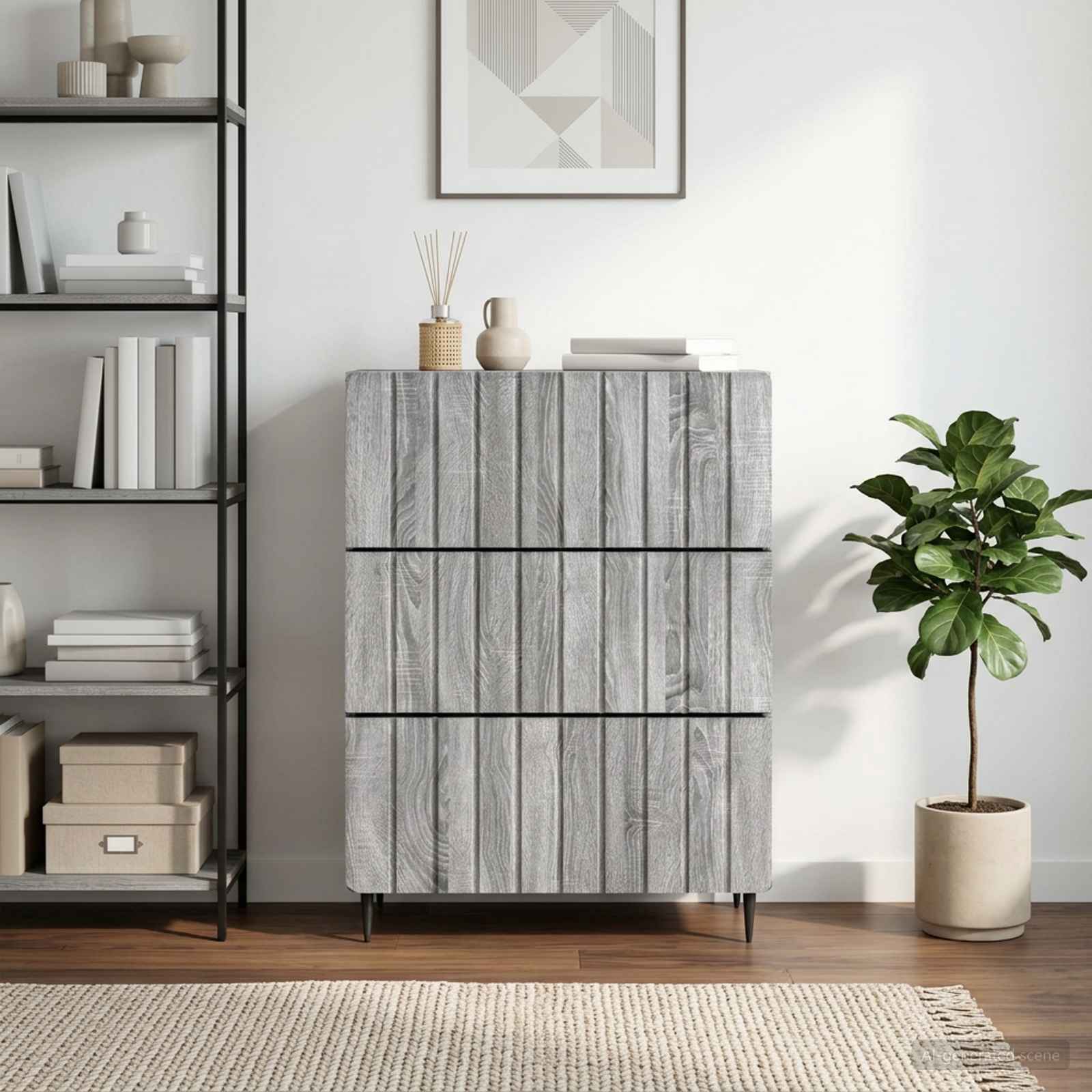 Schubladenschrank 66 x 34,5 x 92 cm Holzwerkstoff Sonoma-Grau