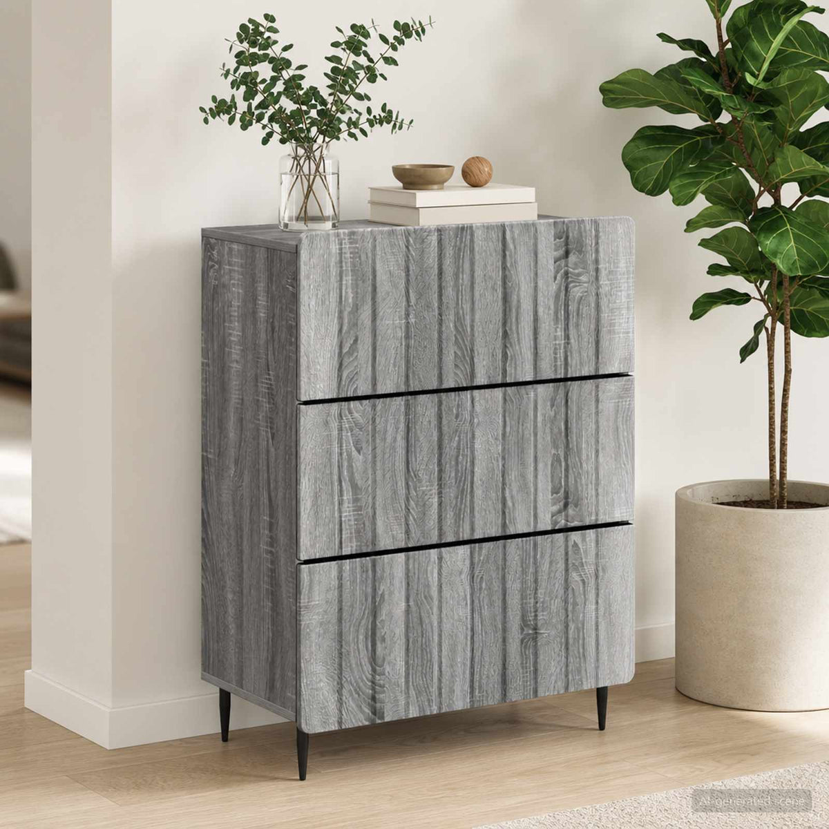 Schubladenschrank 66 x 34,5 x 92 cm Holzwerkstoff Sonoma-Grau