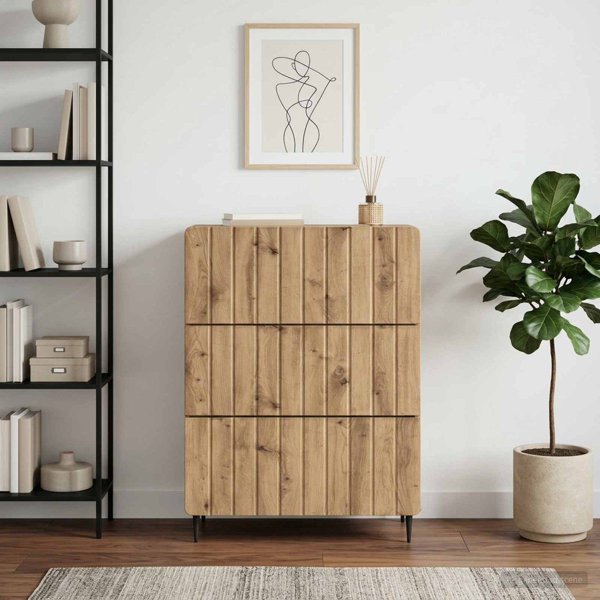Schubladenschrank 66 x 34,5 x 92 cm Holzwerkstoff Artisan-Eiche