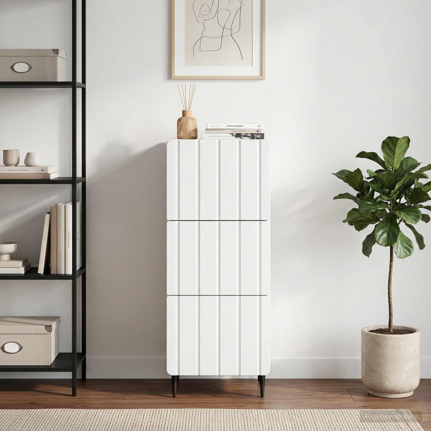 Schubladenschrank Weiß 33 x 34,5 x 92 cm Holzwerkstoff