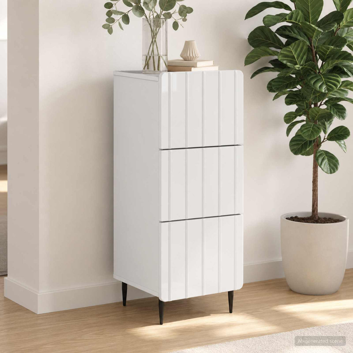 Schubladenschrank Weiß 33 x 34,5 x 92 cm Holzwerkstoff