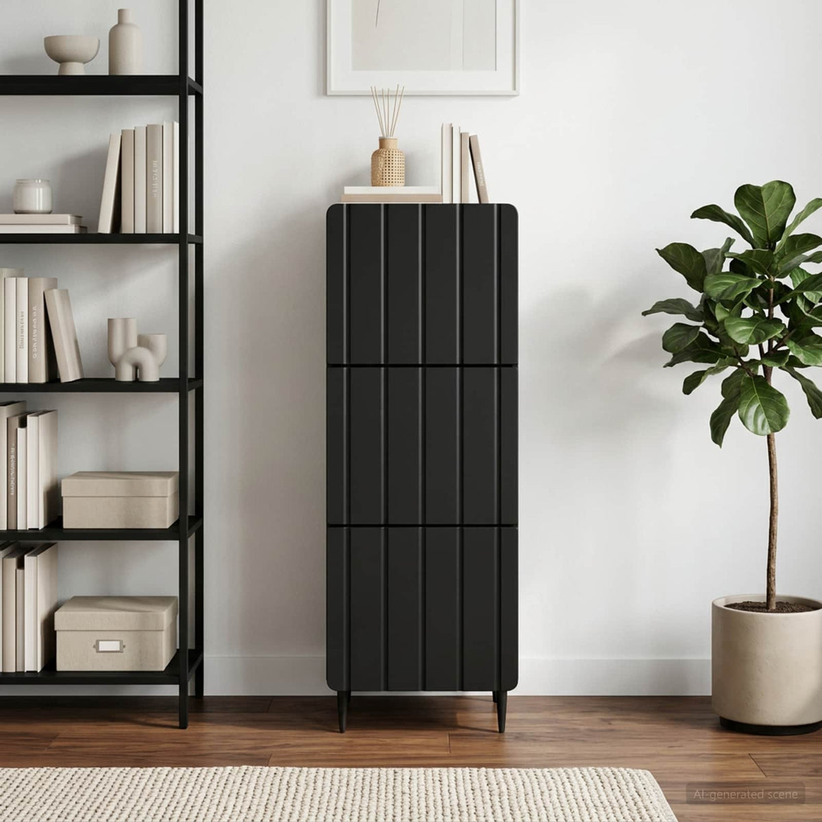 Schubladenschrank 33 x 34,5 x 92 cm Holzwerkstoff Schwarz