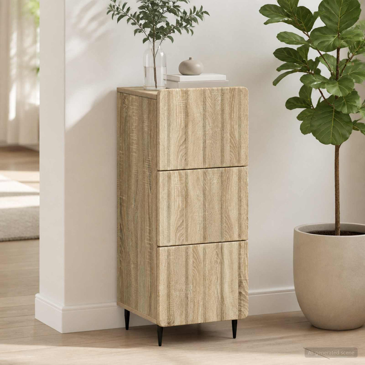 Schubladenschrank 33 x 34,5 x 92 cm Holzwerkstoff Sonoma-Eiche