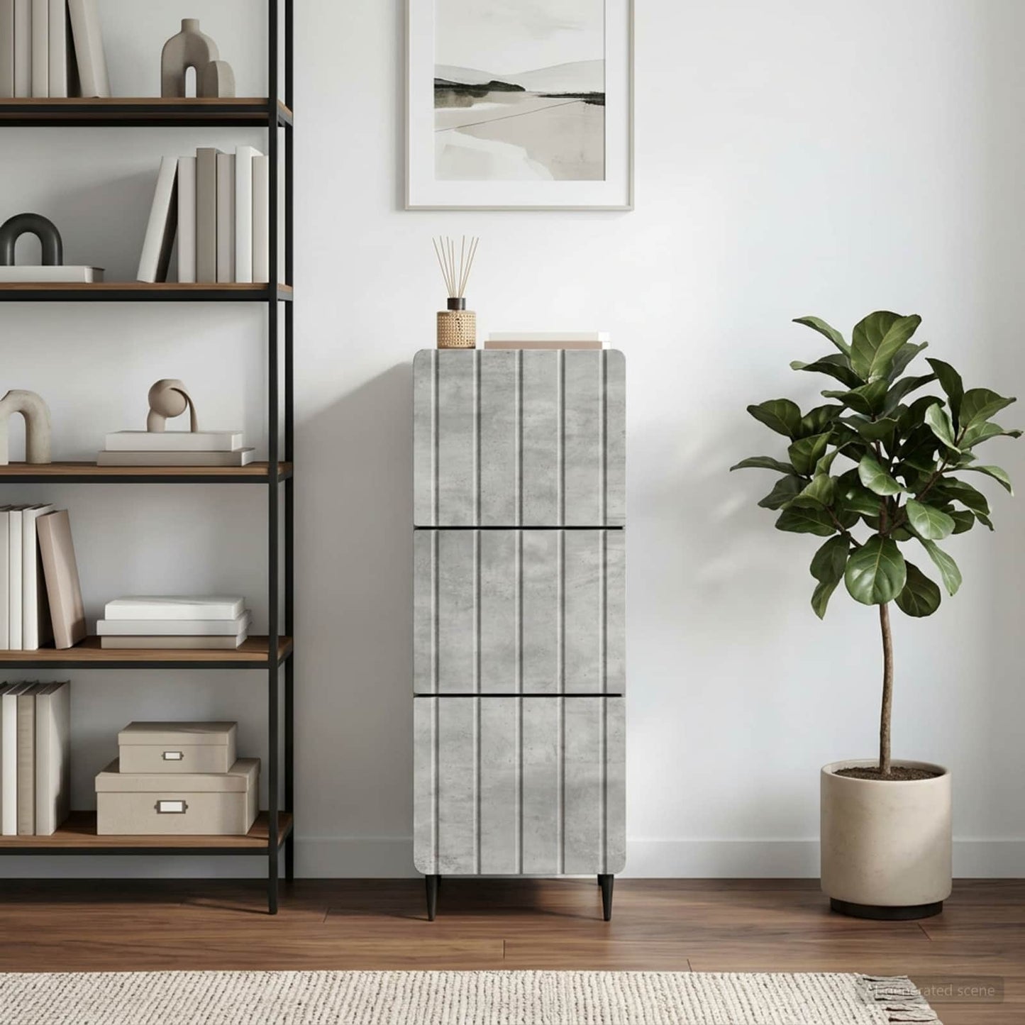 Schubladenschrank 33 x 34,5 x 92 cm Holzwerkstoff Betongrau