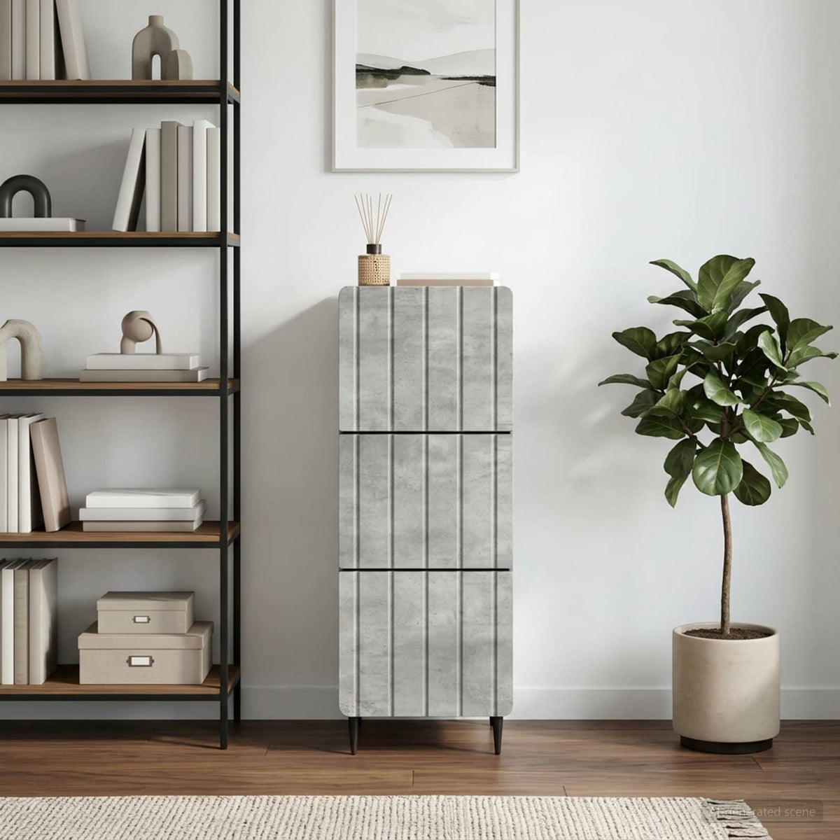 Schubladenschrank 33 x 34,5 x 92 cm Holzwerkstoff Betongrau