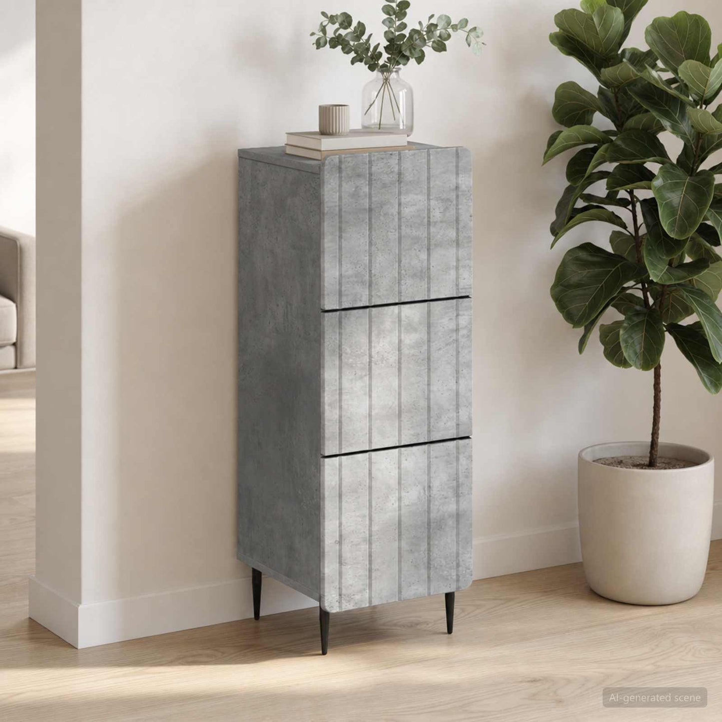 Schubladenschrank 33 x 34,5 x 92 cm Holzwerkstoff Betongrau